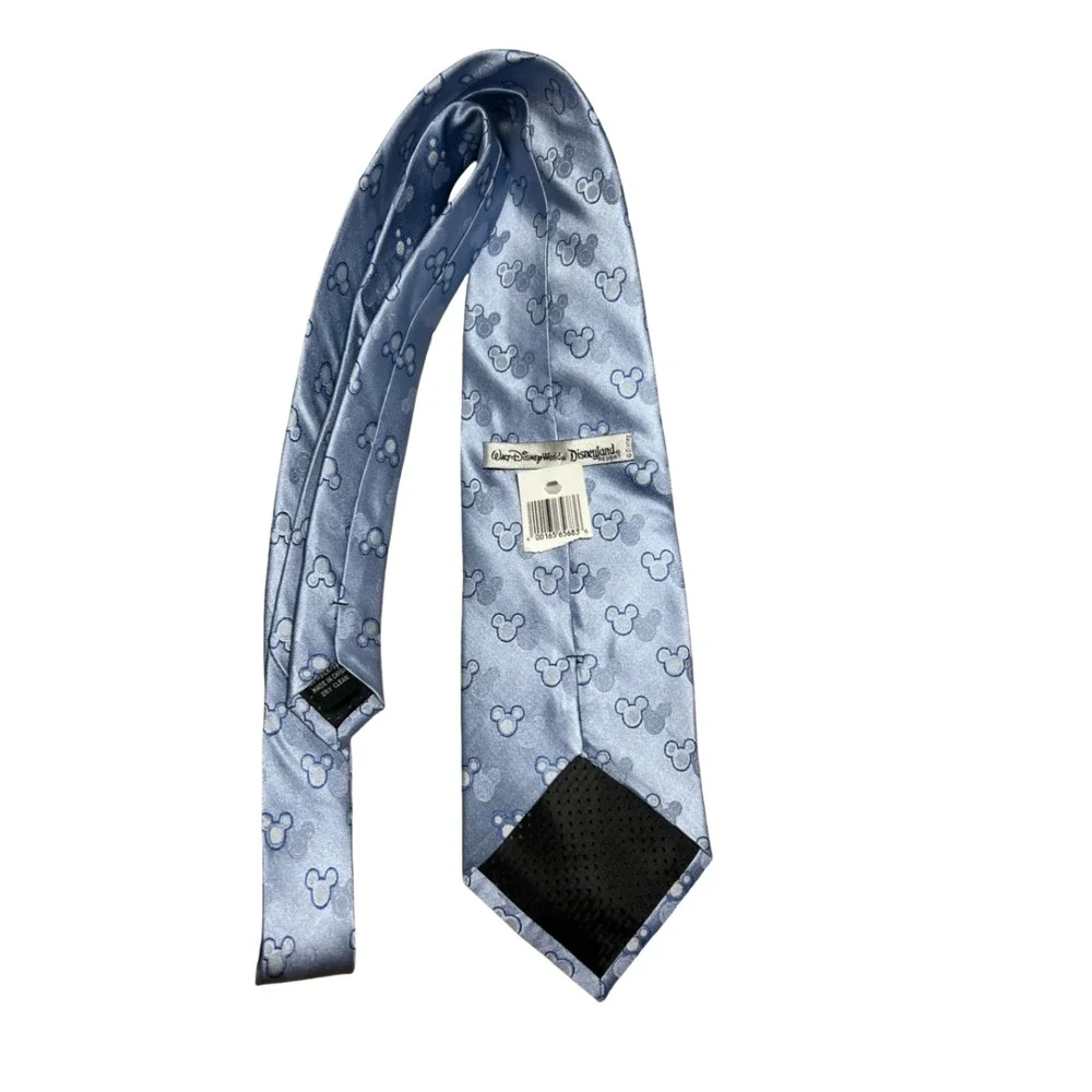 Disney Parks Mickey Mouse Silk Tie Blue Silver Icon Pattern Walt Disney World